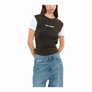 The Kooples Logo T-Shirt Brown Cotton White Short Sleeve Women’s Size 1 NWT